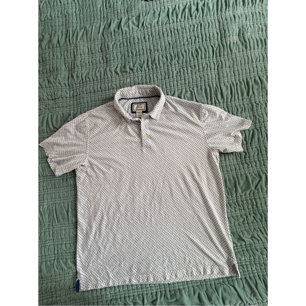 Jos. A. Bank White Polo with Navy Micro-Pattern-XL